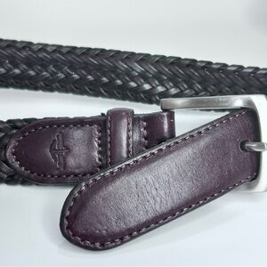 DOCKERS Men’s Braided Genuine‎ Leather Belt Dark Brown Silver Buckle Size 40/100
